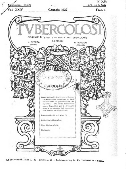 Tubercolosi giornale di studi e di lotta antitubercolare