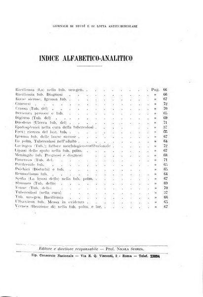 Tubercolosi giornale di studi e di lotta antitubercolare