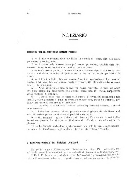 Tubercolosi giornale di studi e di lotta antitubercolare