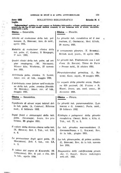 Tubercolosi giornale di studi e di lotta antitubercolare