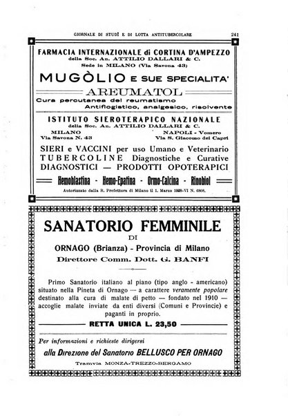 Tubercolosi giornale di studi e di lotta antitubercolare