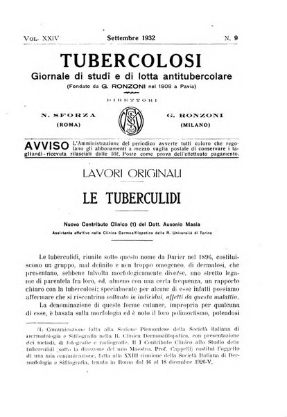 Tubercolosi giornale di studi e di lotta antitubercolare