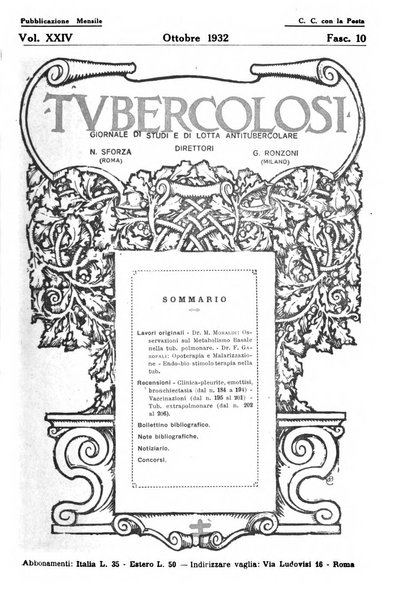 Tubercolosi giornale di studi e di lotta antitubercolare