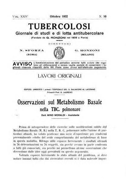 Tubercolosi giornale di studi e di lotta antitubercolare