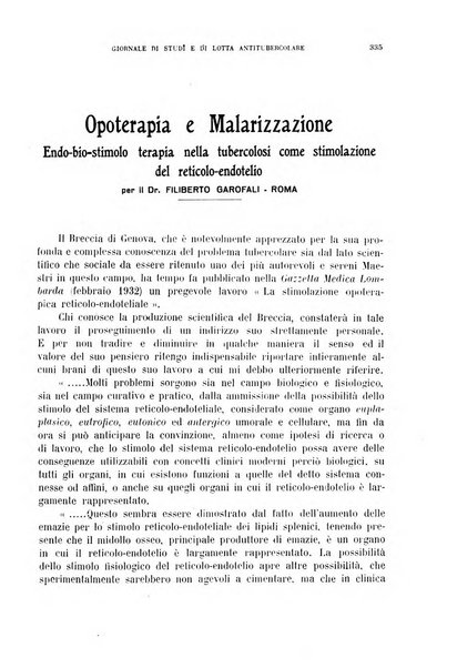 Tubercolosi giornale di studi e di lotta antitubercolare