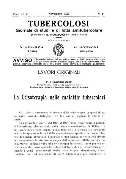 Tubercolosi giornale di studi e di lotta antitubercolare