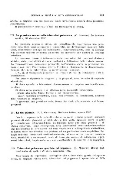 Tubercolosi giornale di studi e di lotta antitubercolare