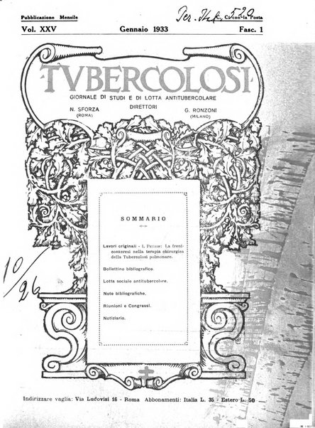 Tubercolosi giornale di studi e di lotta antitubercolare