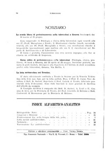 Tubercolosi giornale di studi e di lotta antitubercolare