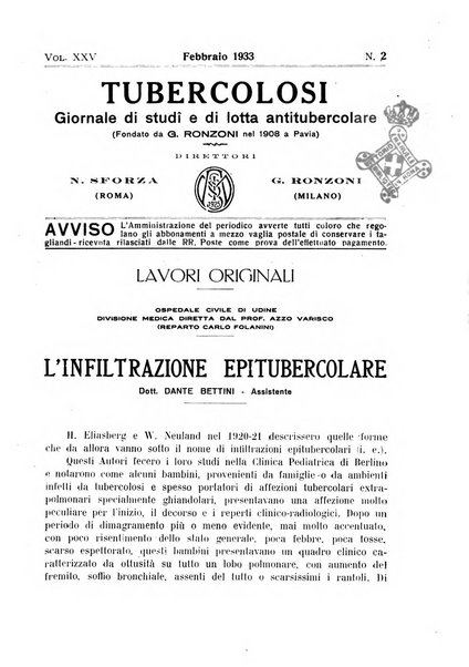 Tubercolosi giornale di studi e di lotta antitubercolare