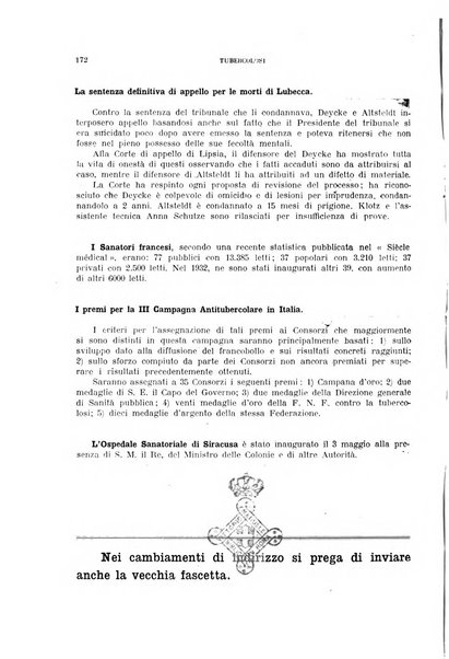 Tubercolosi giornale di studi e di lotta antitubercolare