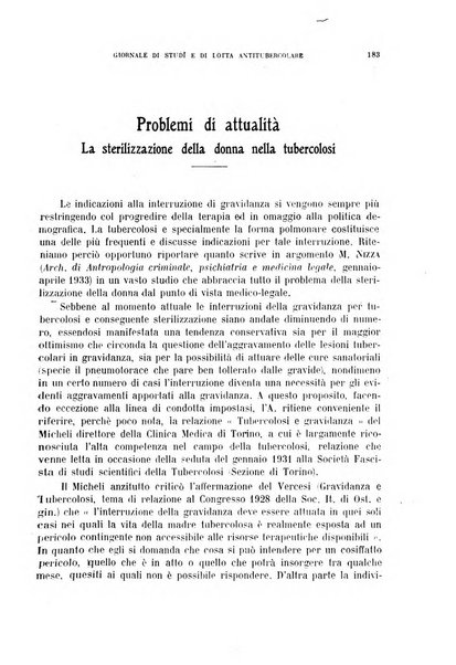 Tubercolosi giornale di studi e di lotta antitubercolare