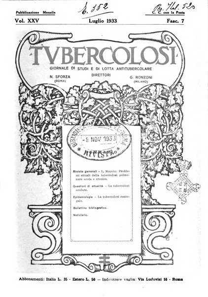 Tubercolosi giornale di studi e di lotta antitubercolare