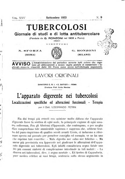 Tubercolosi giornale di studi e di lotta antitubercolare