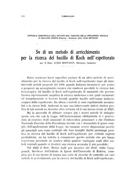 Tubercolosi giornale di studi e di lotta antitubercolare