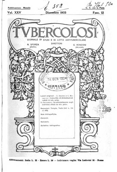 Tubercolosi giornale di studi e di lotta antitubercolare