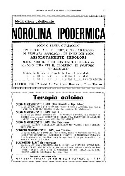 Tubercolosi giornale di studi e di lotta antitubercolare