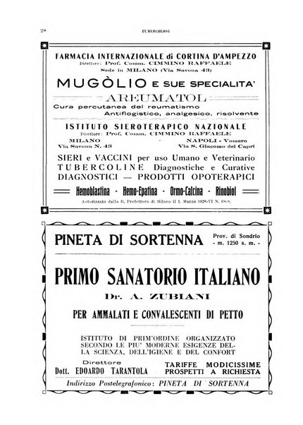 Tubercolosi giornale di studi e di lotta antitubercolare