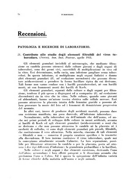 Tubercolosi giornale di studi e di lotta antitubercolare