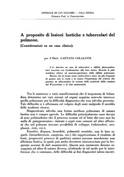 Tubercolosi giornale di studi e di lotta antitubercolare