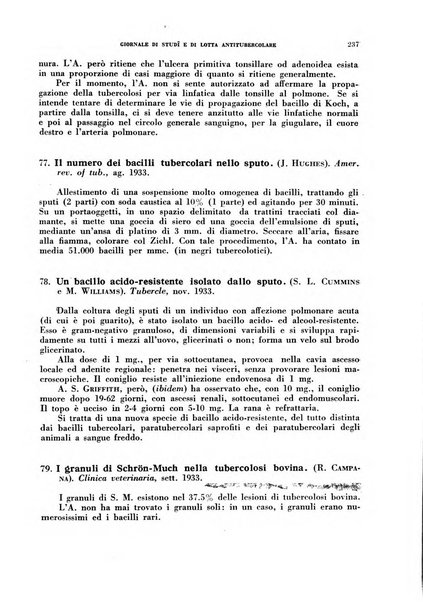 Tubercolosi giornale di studi e di lotta antitubercolare