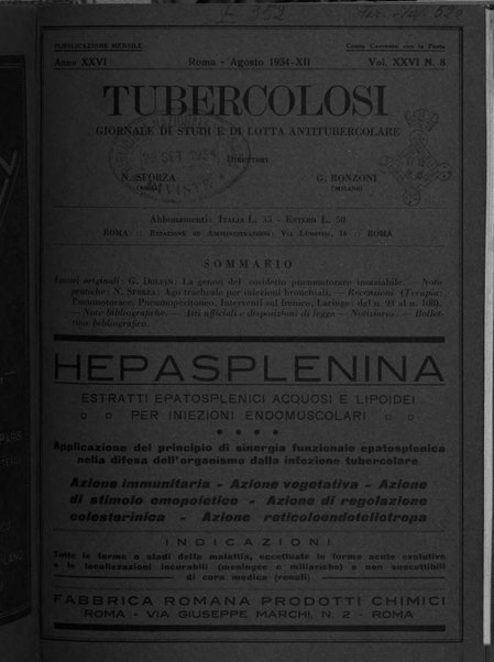 Tubercolosi giornale di studi e di lotta antitubercolare