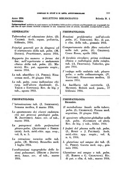 Tubercolosi giornale di studi e di lotta antitubercolare