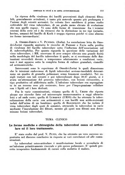 Tubercolosi giornale di studi e di lotta antitubercolare