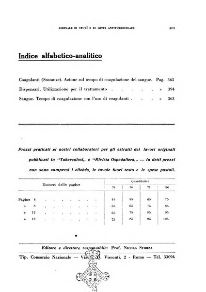 Tubercolosi giornale di studi e di lotta antitubercolare