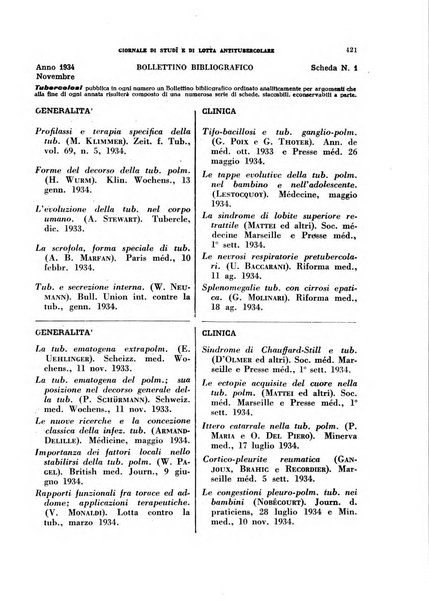 Tubercolosi giornale di studi e di lotta antitubercolare