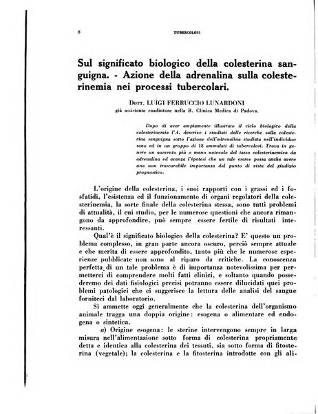 Tubercolosi giornale di studi e di lotta antitubercolare