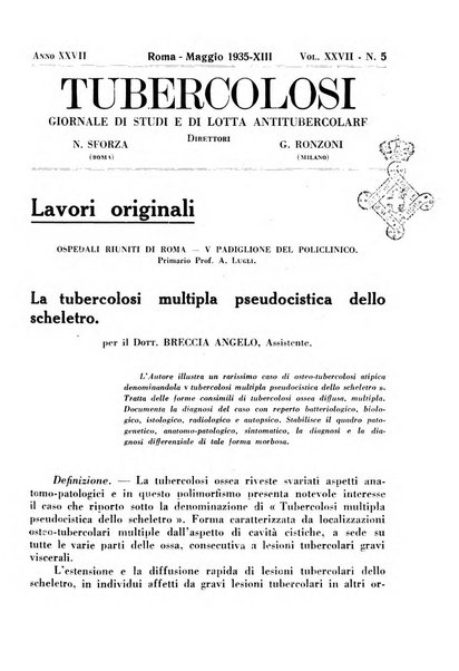 Tubercolosi giornale di studi e di lotta antitubercolare