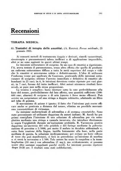 Tubercolosi giornale di studi e di lotta antitubercolare