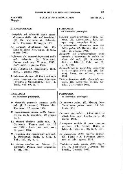 Tubercolosi giornale di studi e di lotta antitubercolare