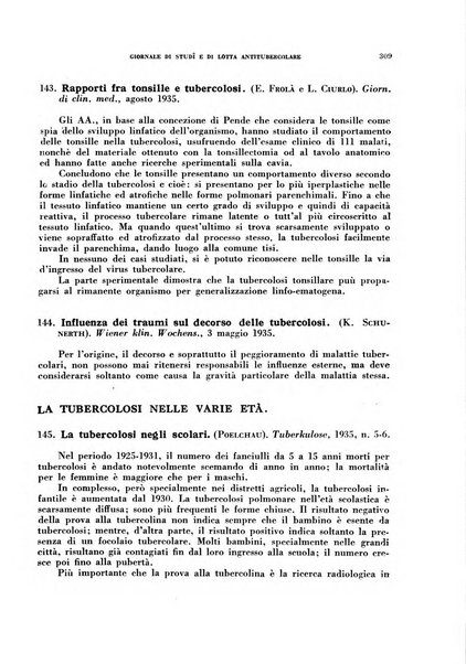 Tubercolosi giornale di studi e di lotta antitubercolare