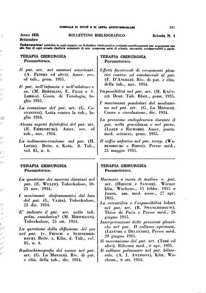 Tubercolosi giornale di studi e di lotta antitubercolare