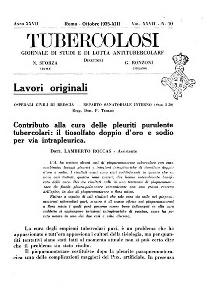 Tubercolosi giornale di studi e di lotta antitubercolare