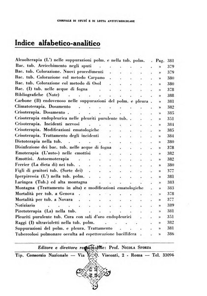 Tubercolosi giornale di studi e di lotta antitubercolare