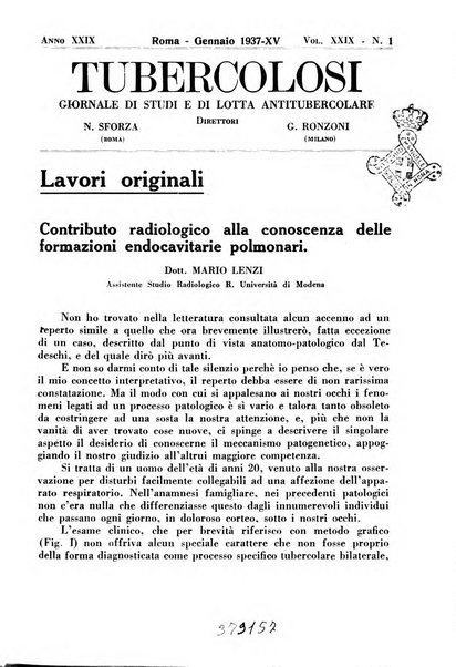 Tubercolosi giornale di studi e di lotta antitubercolare