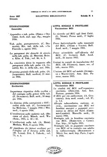 Tubercolosi giornale di studi e di lotta antitubercolare