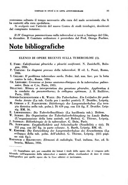 Tubercolosi giornale di studi e di lotta antitubercolare