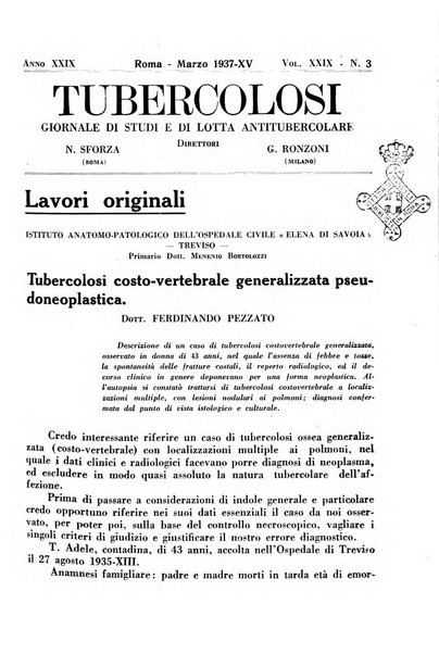 Tubercolosi giornale di studi e di lotta antitubercolare