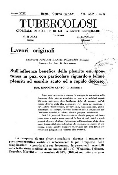 Tubercolosi giornale di studi e di lotta antitubercolare