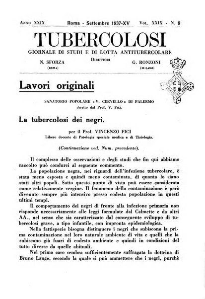 Tubercolosi giornale di studi e di lotta antitubercolare