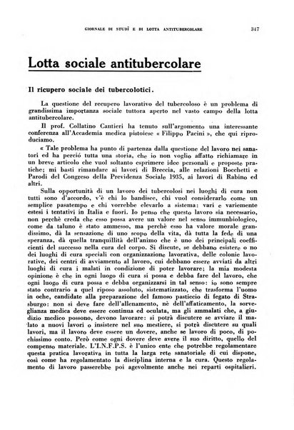 Tubercolosi giornale di studi e di lotta antitubercolare