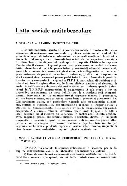 Tubercolosi giornale di studi e di lotta antitubercolare