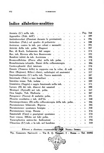 Tubercolosi giornale di studi e di lotta antitubercolare