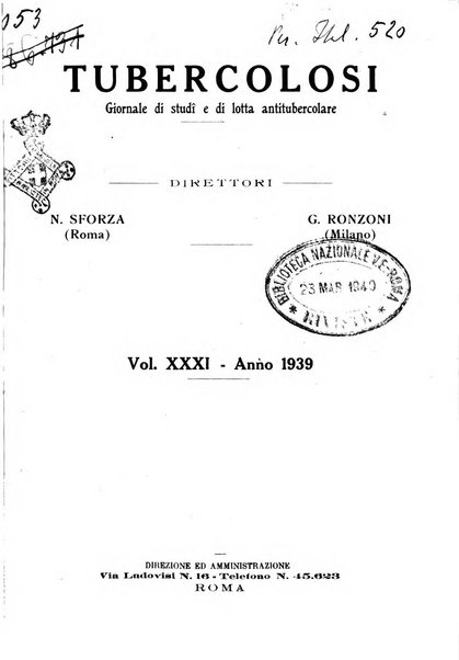 Tubercolosi giornale di studi e di lotta antitubercolare