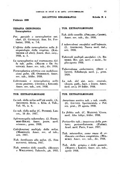 Tubercolosi giornale di studi e di lotta antitubercolare