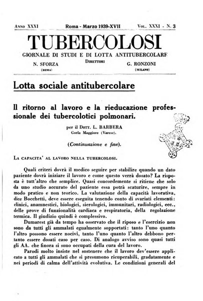 Tubercolosi giornale di studi e di lotta antitubercolare